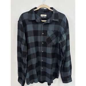 Magellan Blue Black Plaid Flannel Shirt Men's Medium Long Sleeve Button Front